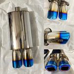 AUTO MT Stainless HKS Dual Exhaust Muffler Silencer Burnt Tip HKS Muffler Car Exhaust System Loud Exhaust HKS Dual TIP (HKS CAR EXHAUST DUAL SQUARE TIP)