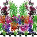 QUOZUO 25 Pack Aquarium Plants, Colorful Artificial Fish Tank Plants Decorations for Household and Office Aquarium Simulation, Small to Large