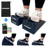 PEAKBOOST 3 Pcs Slant Board Squat Wedge with 5 Pcs Resistance Band, Non Slip Adjustable Foam Board for Calf & Leg Stretching, Incline Wedge Gym Balance Training Equipment for Home & Outdoor Exercise