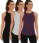 TAIPOVE Mesh Tank Top Athletic Sleeveless Tops for Women Sports Tops High Neck Racerback Tank Tops 3 Packs