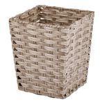 mDesign Small Woven Basket Trash Can Wastebasket - Square Garbage Container Bin for Bathrooms, Kitchens, Home Offices, Craft, Laundry, Utility Rooms, Garages - Taupe