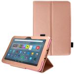 TECHGEAR Smart Case Designed For All New Amazon Fire Max 11" (2023 / 13th Generation) Slim PU Leather Folio Smart Stand Case Cover with Hand Strap & Auto Wake/Sleep [Rose Gold]