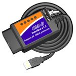 ELM327 OBD2 USB Adapter OBD2 to USB Cable Reader Scanner Diagnostic Scan Tool OBDii Scanner Code Reader OBD to USB Adapter ELM 327 Scanner Interface for Ford Chevy GM Toyota for Laptop PC