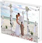 Free Stand Clear Acrylic Picture Frame 4X6 inches Double Sided Magnetic Frameless Photo Frame Desktop Display Best Gifts for Family, Party, Travel