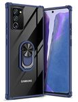 GREATRULY Kickstand Case for Samsung Galaxy Note 20,Drop Protection Clear Case for Galaxy Note 20,Slim Phone Cover Shell,Soft Bumper + Hard Back + Ring Stand Fits Magnetic Car Mount,Blue