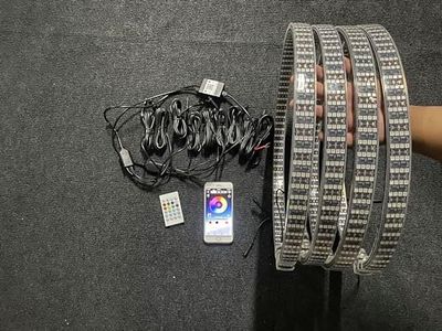 8 Rolls - Quad Row Double Side High Lumens 15.5" Wheel Rim Lights for Car Brightest Tire Well RGB Chasing Rings Bluetooth + Remote Control