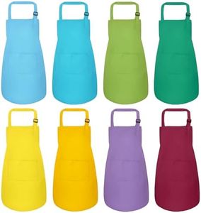 IAGBIBUI kids Apron, 8 Pack Kids Aprons For Girls Boys, Children Art Painting Aprons Kitchen Classroom Cooking Baking For Age 6-13 Years
