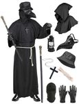 Geplaimir Plague Doctor Costume Men's Plague Doctor Carnival Costume Plague Doctor Cosplay Outfit with Plague Mask Scepter Hat Gloves Medieval Steampunk Plague Costume for Halloween Fancy Dress G072S