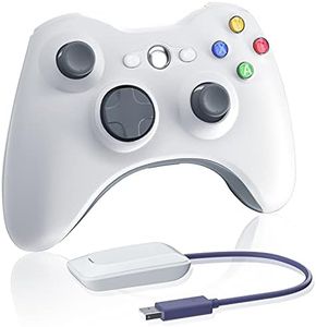 Oussirro Wireless Controller for Xbox 360, 2.4GHZ Gamepad Joystick Controller Remote for PC Windows 7,8,10 with Receiver Adapter, White