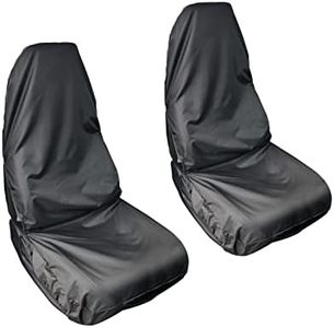 AWNIC Paquete de 2 Fundas Impermeables para Asiento de Coche Delantero, Juego de Fundas Protectoras Universales Impermeables Negras, 2 Fundas de Asiento de Coche Delanteras con Aro y Bucle