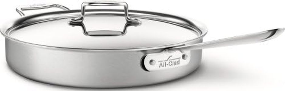 All-Clad BD55406 D5 Brushed 18/10 Stainless Steel 5-Ply Bonded Dishwasher Safe Saute Pan with Lid Cookware, 6-Quart, Silver