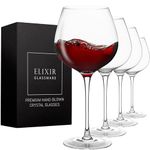 Red Wine Glasses – Large Wine Glasses, Hand Blown – Set of 4 Long Stem Wine Glasses, Premium Crystal – Wine Tasting, Wedding, Anniversary, Christmas – 22 oz, Clear