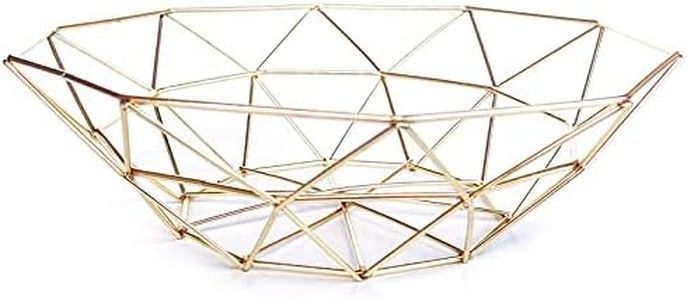 TEETOOKEA Golden Fruit Basket, Metal Wire Fruit Bowl for Kitchen Counter, Countertop, Home Decor, Table Centerpiece Decorative Hold Vegetables, Bread, Snacks, Potpourris