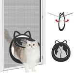 HIDROSIL Cat Door for Screen Door, Inside Openning 10x10x0.5 inch, Patent Desigh Pet Screen Door with Lockable Magnetic Flap for Doggy and Cat Door, Suitable 0-32lb Cats and Small Dogs, Black