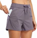 Willit Women's Shorts Hiking Athletic Shorts Yoga Lounge Active Workout Running Shorts Comfy Casual with Pockets Grayish Purple XXL