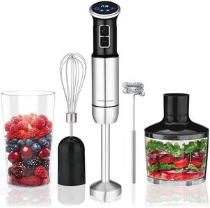 Andrew James 1000W 5 in 1 Digital Hand Blender, 8-Speed, LCD Display, 750ml Beaker 860ml Chopper, Immersion Blender Stick Blender, Food Processor & Milk Frother, Electric Whisk, Potato Masher
