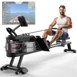 PASYOU Water Rowing Machine, Foldable Rowing Machine for Home Gym,350LB Weight Capacity Rower Machine with Bluetooth APP, LCD Display,Tablet Stand for Cardio Training