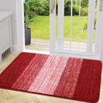 Grandaily Indoor Doormat, 20" x 32" Non-Slip Mud Trapper Absorbent Front Door Mats, Washable Striped Inside Entryway Mat, Low-Profile Welcome Mat Entrance Mat, Wine Red