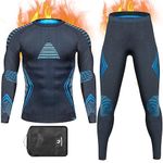 YESURPRISE Thermal Underwear for Men,Warm Base Layer Set Long Johns Quick Drying,Winter Gear Compression Suits for Running Skiing Black Blue