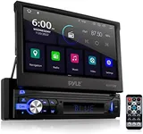 Pyle Car Stereo Video Receiver-Multimedia Disc Player,BT Wireless Streaming,Hands-Free Talking,Motorized Fold-Out 7” Touchscreen Display,Multimedia MP4/MP3/USB/AM/FM Radio,Single DIN-PLTS79DUB