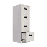 Frideko Filing Cabinets, Lockable Cabinet, 4 Drawers Metal Cabinet, Office Cabinet with Lock Utility Storage Cupboard Locker, Need to assembly (Light Grey)