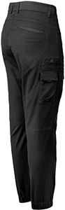 WARP Cargo Pants Stretchy Cotton Regular Fit Ankle Cuff Utility Gusset, Black, 34