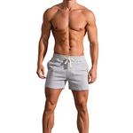 Men's 3 Inch Running Shorts Gym Training Bodybuilding Shorts Breathable Cotton Sports Shorts Grey L