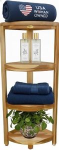 EcoDecors, Snazzy Corner, Teak Corner Shower Shelf, 4 Tier, Teak Shower Caddy, Teak Bathroom Shelf, Teak Corner Bathroom Shelf, Bathroom Storage, Bathroom Organization