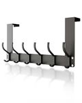 MOXTOYU Over The Door Hanger 12 Hooks Lightweight Easy Installation Over Door Coat Hooks Assembly-Free Over Door Hooks for Clothes Coat Towel Bag Robe Bathroom Black…