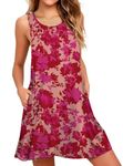 WEACZZY Summer Sleeveless Sundresses for Women Casual Beach Cover Up Women Spaghetti Flowy Dress,X-Large,Floral Maple Leaf Red