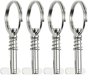 Leadrise 4 PCS 316 Stainless Steel Quick Release Pin Boat Pins w/Drop Cam & Spring 1/4" x 1" Grip Lanyard,Usable Length 1", Bimini Top Pin, Marine Hardware