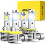 AUXITO H11 9005 LED Headlight Bulbs Combo, 40000LM 6500K Cool White, 120W Fanless LED Headlights High and Low Beam for 9005/HB3 H11/H8/H9 Headlight Bulb Kit, Plug and Play, Pack of 4