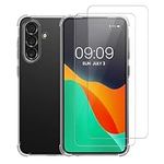 kalibri Case Compatible with Samsung Galaxy A56 5G Cover - Soft Smartphone Case - with 2X Tempered Glass Screen Protectors - Transparent