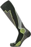 High Performance Wool Ski Socks - Thermal Warm Merino Wool OTC Sock, Men Women (1 Pair - Highland Green/Grey/Yellow, X-Large)