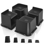 USION Bed Risers 2 inch, 3 inch, 4 inch, 6 inch or 8 inch Heavy Duty Furniture Risers, Up to 6000 Lbs Bed Lifts Blocks for Couch Desk Sofa Table Bookshelf (Black, 4IN-4PCS)