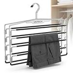 USTECH 4 Tier Skirts Pants with Non-Slip Adjustable Clips Hanger, Space Saving, Garments Organizer, Metal, Chrome | Pack of 2