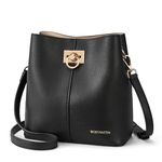 BOSTANTEN Crossbody Bucket Shoulder Bags for Women Vegan Leather Purse Cross Body Handbag Multiple Pockets Black