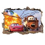 ufengke 3D Cars Wall Stickers Removalble Break Through The Wall Vinyl Murals for Children Bedroom Living Room