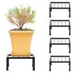 Livzing Metal Plant Stand-Iron Stand for Indoor & Outdoor Planters, Pot Stand for Plants, and Stand for Pots for Plants, Durable & Stylish - Perfect for Balcony, Terrace-(Pack of 4-Black)