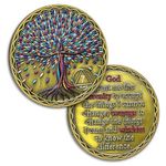 7 Years Sobriety Coin Colourful Tree of Life AA Chips AA Coins and Medallion Alcoholics Anonymous Coin Serenity Prayer Coin Recovery Anniversary Token Sobriety Gifts for Women Men