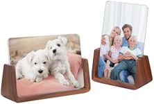 2 Pack 6x8 Picture Frame - Rustic Wooden Photo Frames with Walnut Wood Base and High Definition Break Free Acrylic Glass Covers for Tabletop or Desktop Display (Horizontal + Vertical)