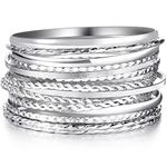 Yaomiao 16 Pcs Mixed Metal Aztec Bangle Bracelets for Women Indian Bracelet Bohemia Bracelet Gypsy Jewelry Gift(Silver)