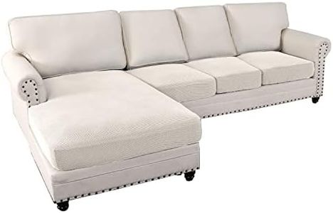 H.VERSAILTEX Sectional Couch Covers 4 Pieces Sofa Seat Cushion Covers L Shape Separate Cushion Couch Chaise Cover for Both Left/Right Sectional Couch (3 Seater + 1 Chaise, Ivory)