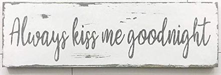 Wisesign Always Kiss Me Goodnight Metal Sign Gift Decoration for Home Office Hotel and Bar 15 x 40 cm