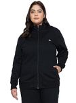 YHA Women's Regular Fit Zipper Plus Size Jackets Black