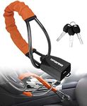 Tevlaphee Anti Theft Steering Wheel Lock with 3 Keys, Orange, Key Lock Type