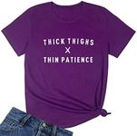 YITAN Women Graphic Casual Tops Cute Tee Shirts Purple Medium