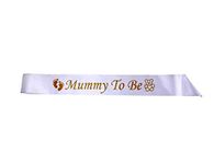 Mummy to Be Sash White, Satin Baby Shower Decorations, Gifts for Her, Sash Bundles Daddy - Big Sister - Grandma - Nanny - Auntie to Be Sash, 3 Colours (Pink, Blue, White)