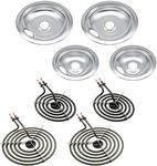 316048413 316048414 Chrome Drip Pans and MP22YA Electric Range Burner Element Unit Set by SupHomie - Compatible with Frigidaire Kenmore Range Oven Stove