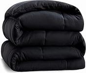 Queen Comforter Goose Down Alternative Microfiber Quilted Solid Comforter/Duvet Insert - Ultra Soft Hypoallergenic Bedding - Medium Warmth for All Seasons Queen Comforter - Black